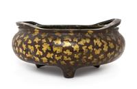 A Gilt-Splashed Bronze Incense Burner Diameter 13 inches. — 18TH CENTURY