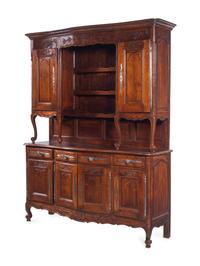 A Louis XV Provincial Carved Walnut Buffet à Deux Corps