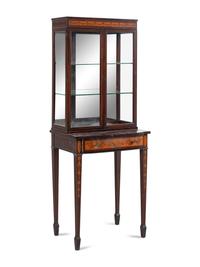 A George III Style Mahogany and Satinwood Vitrine Cabinet