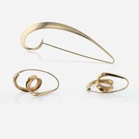 14K Yellow Gold Artisan Earrings and Brooch Richard Messina & Scavezze