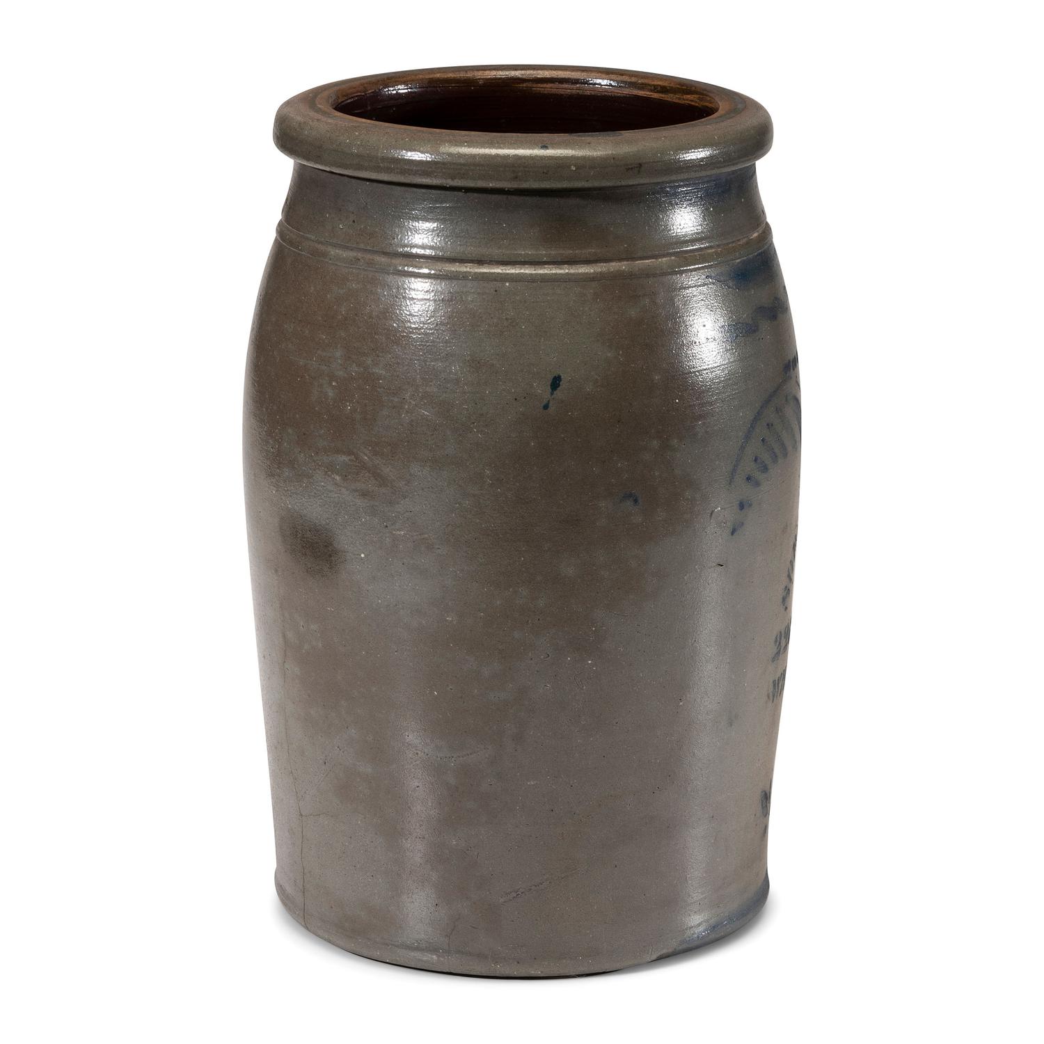 A Two-Gallon Sobanski & Eberts Cobalt Decorated Stoneware Crock