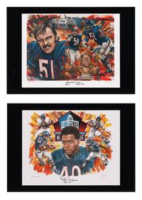 A Rare Group of Two Chicago Bears Limited Edition Oversized Signed Lithographs Featuring Dick Butkus and Gale Sayers