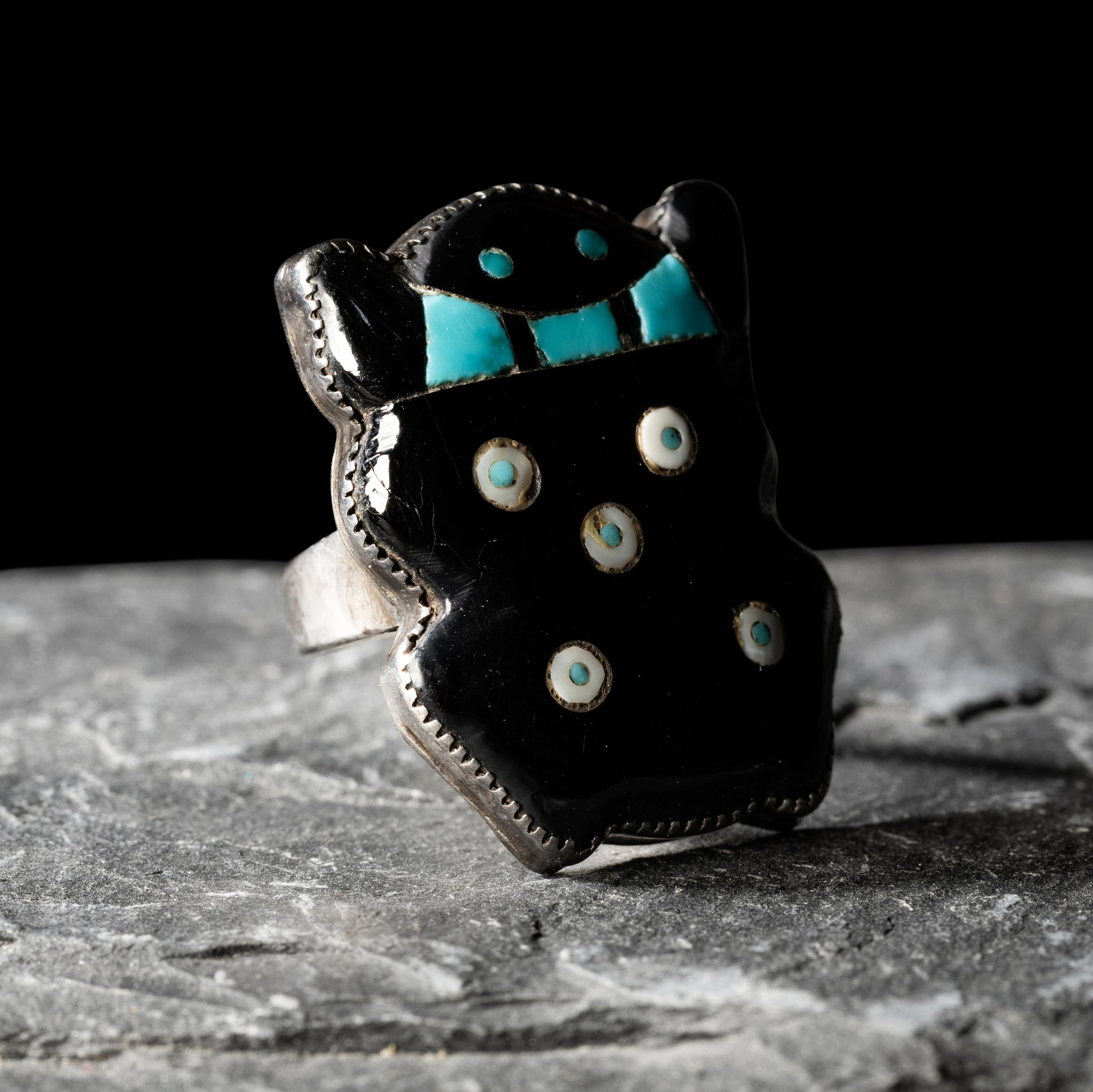 Zuni Multi-stone Inlay Frog Ring