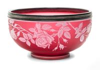 A Thomas Webb & Sons Silver Mounted Cameo Glass Bowl Diameter 9 1/4 inches. — CIRCA 1890-1900