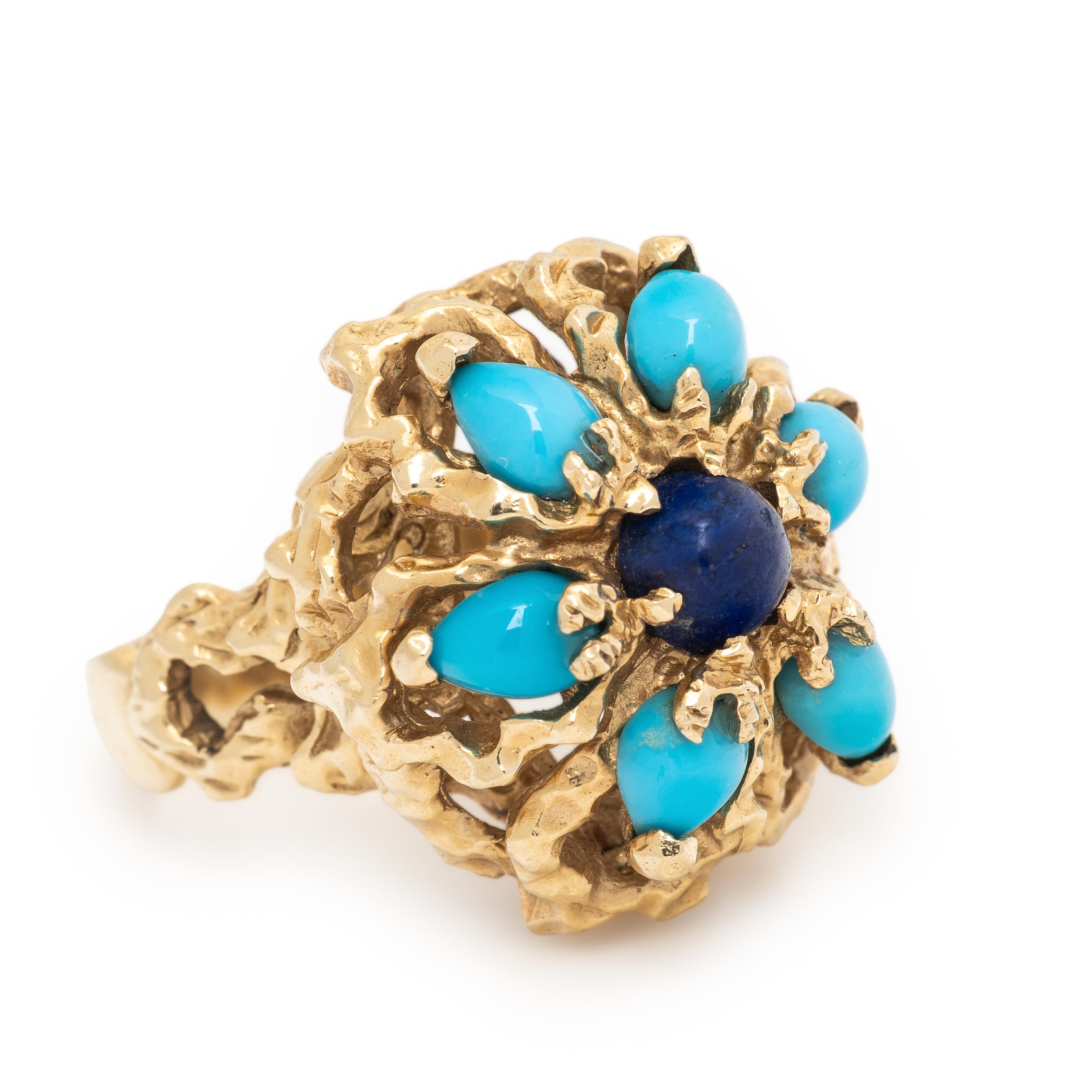 Hardstone, Lapis Lazuli, and Yellow Gold Ring