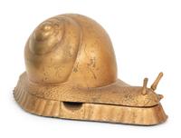 Two Murano Colored Glass Snails and a Gilt Metal Snail-Form Ashtray