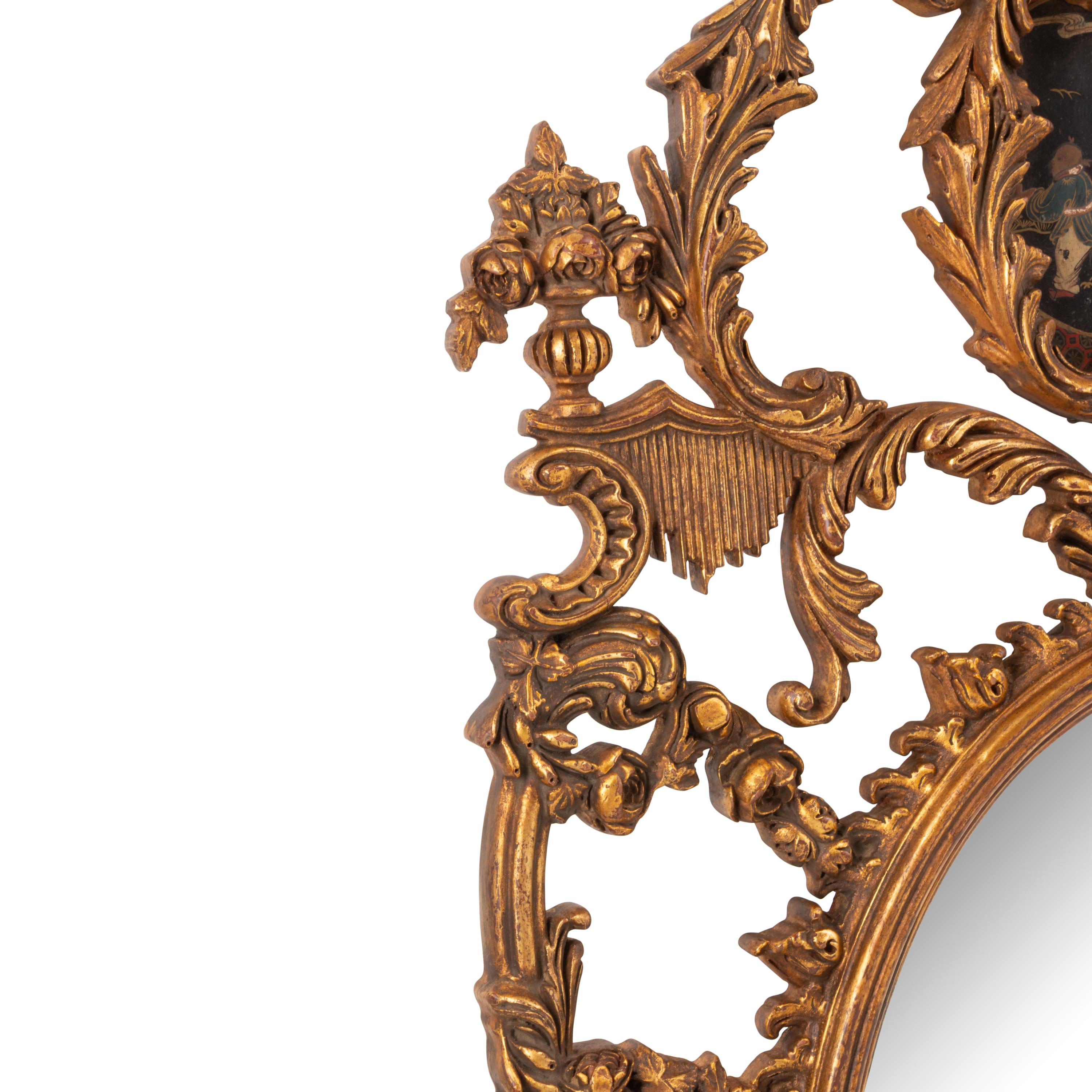 A Pair of Italian Carved Wood and Chinoiserie Decorated Mirrors