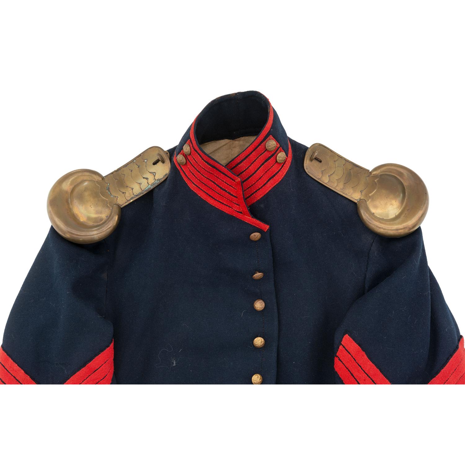 US Pattern 1858 Mounted Artillery Jacket with Sergeant's Chevrons and Brass Epaulets.