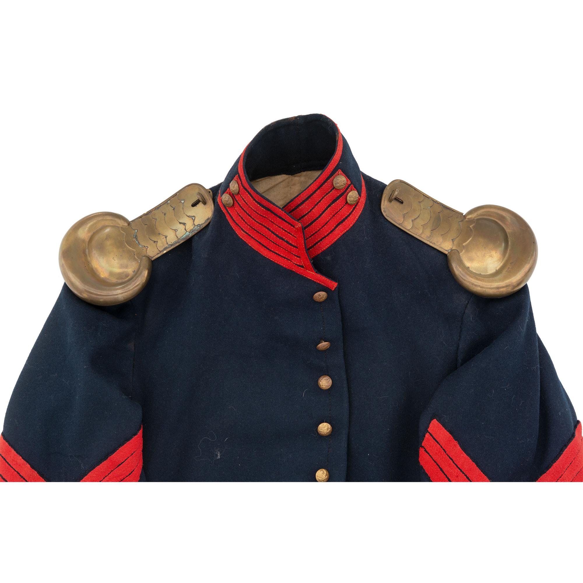 US Pattern 1858 Mounted Artillery Jacket with Sergeant's Chevrons and Brass Epaulets.