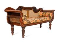 An Anglo-Colonial Carved and Caned Rosewood Settee