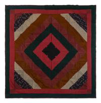 An Amish Wool 'Log Cabin -Barn Raising' Pattern Quilt