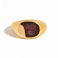 A Roman Carnelian Ring Stone with a Partial Portrait of a Roman Emperor — Set in a solid gold ring
