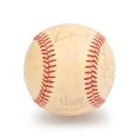 A 1986 Boston Red Sox American League Champions Team Signed Autograph Baseball with 30 Signatures (Beckett Authentication Services Letter BAS Certified),