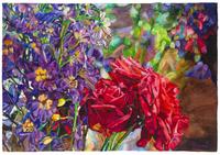Delphiniums and Roses,