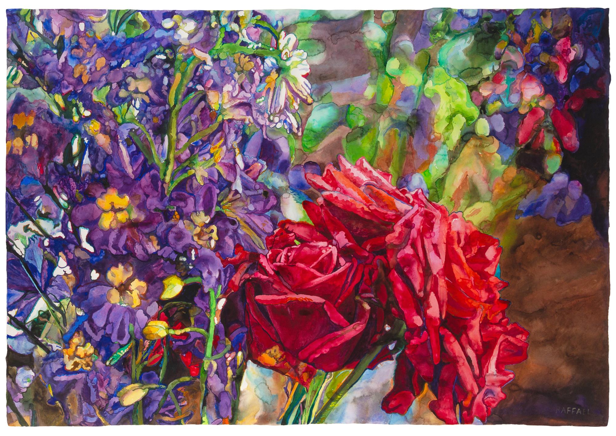Delphiniums and Roses,