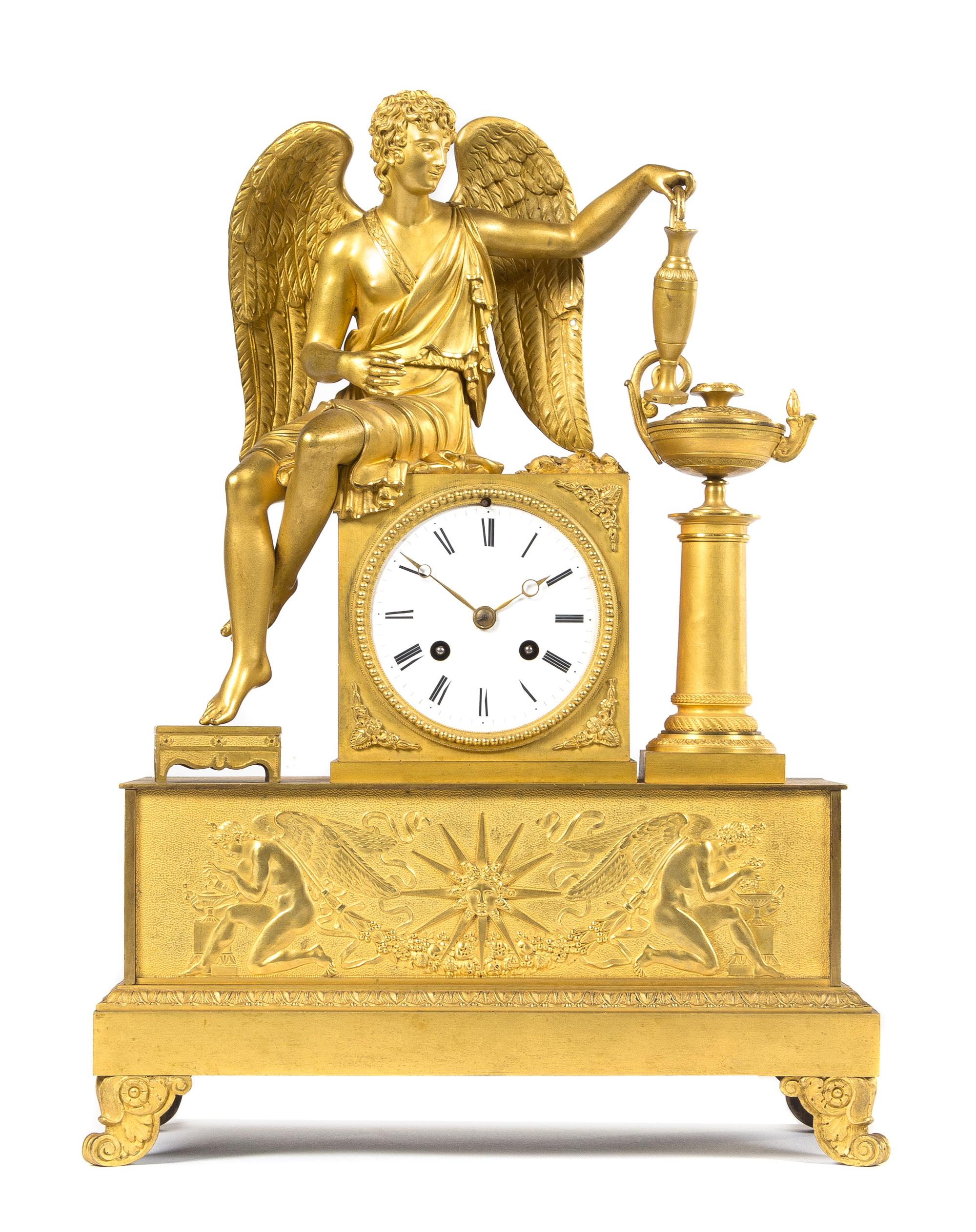 A French Gilt Bronze Figural Mantel Clock — 19TH CENTURY