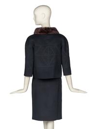J. Mendel Mink-Trimmed Wool Skirt Suit