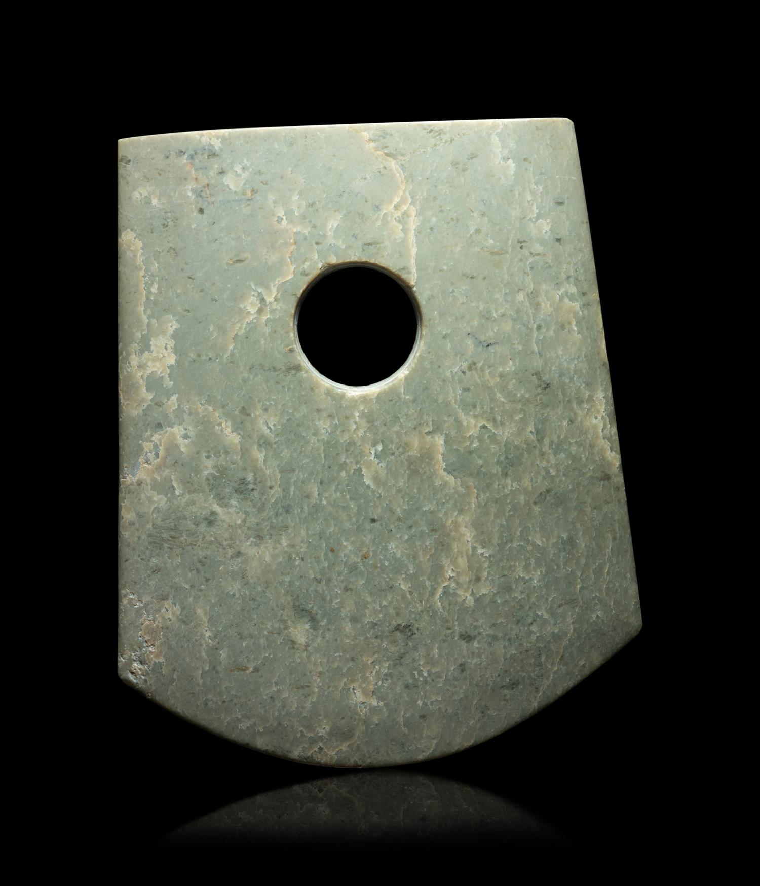 A Chinese Archaistic Style Celadon Jade Axe