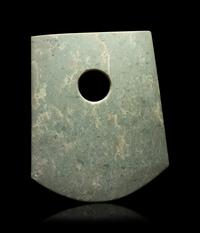 A Chinese Archaistic Style Celadon Jade Axe