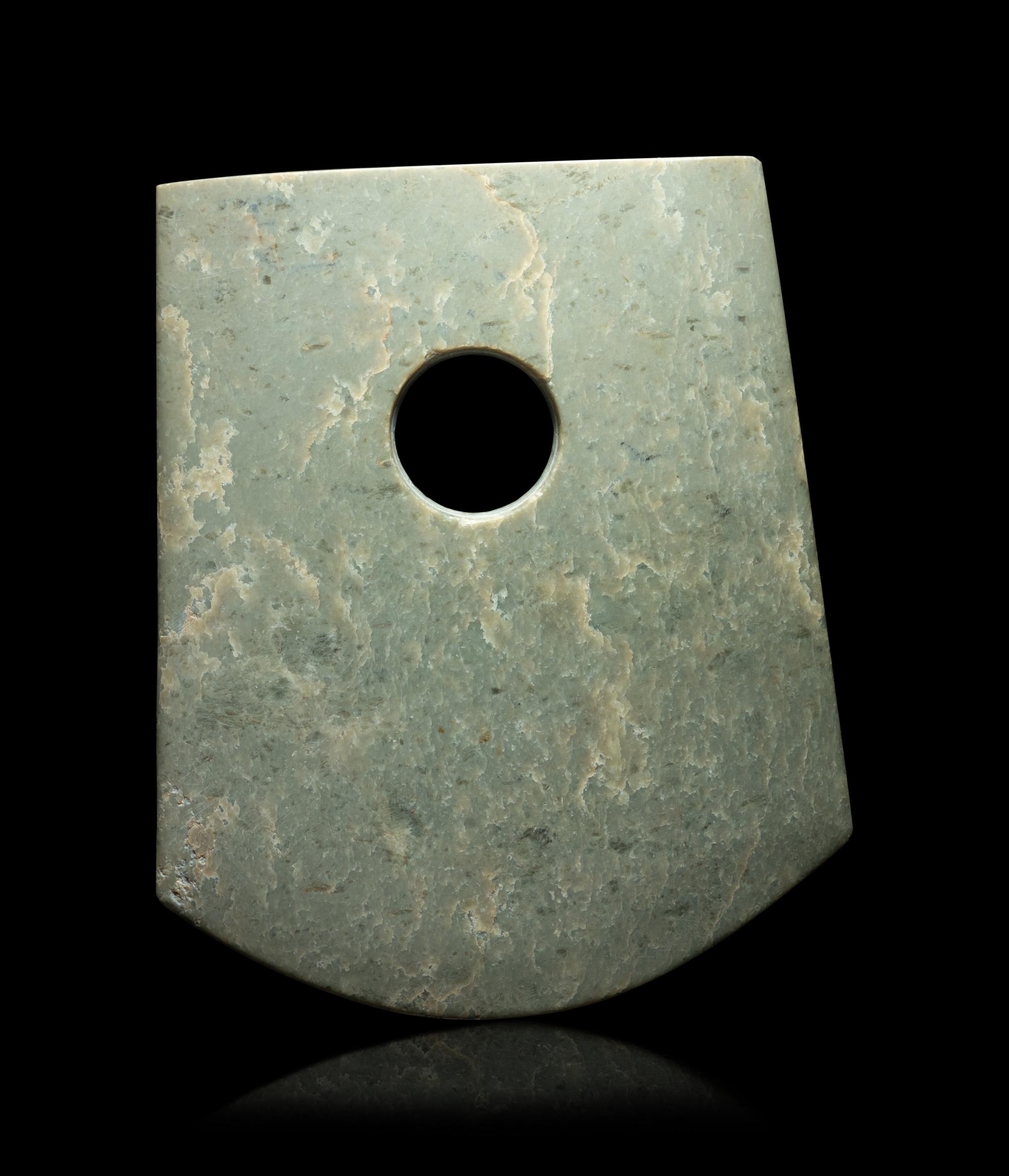 A Chinese Archaistic Style Celadon Jade Axe