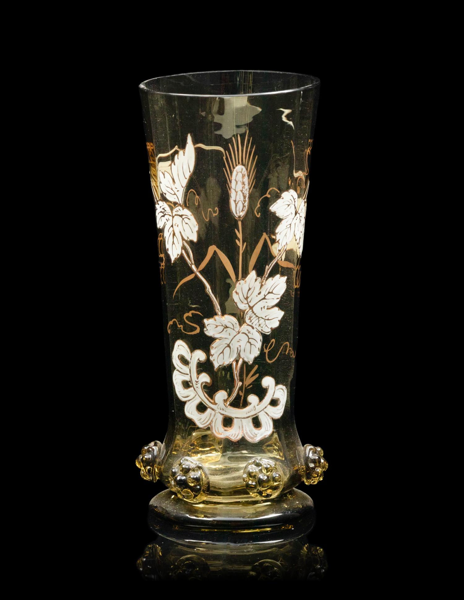 A Bohemian Enameled Glass Drink Service
