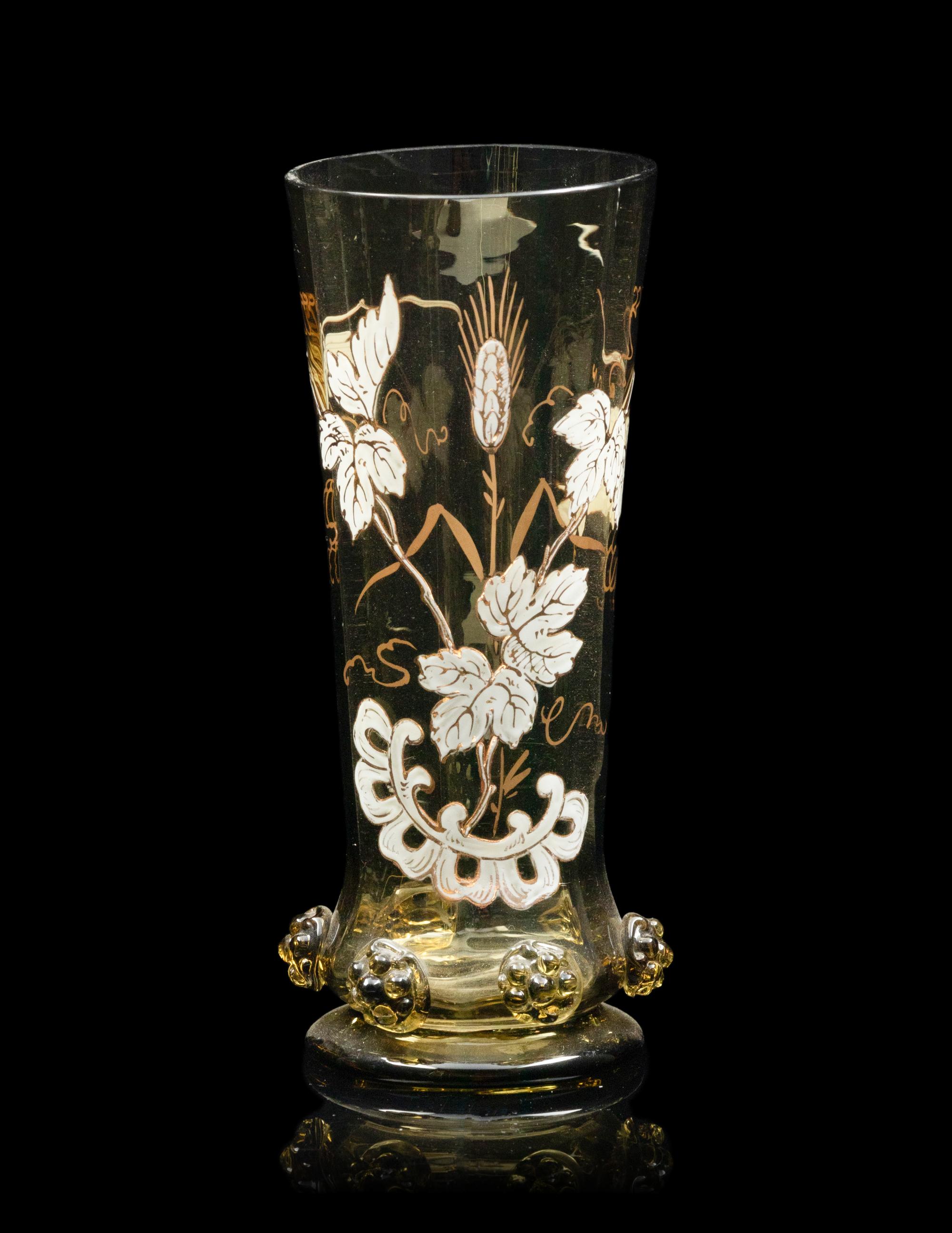 A Bohemian Enameled Glass Drink Service