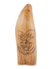 A Scrimshaw Tooth Depicting Two Ships Underway