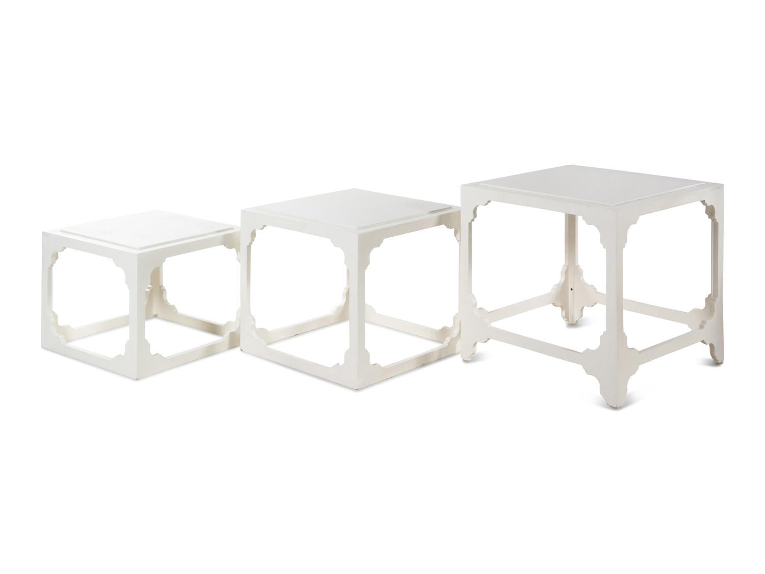 A Pair of White Lacquer-Finished Étagères
