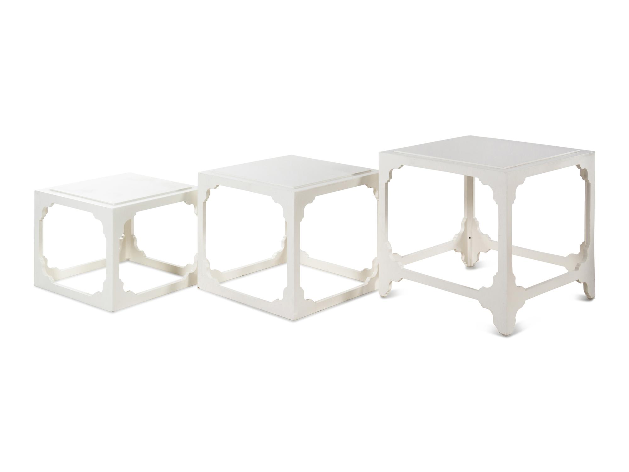 A Pair of White Lacquer-Finished Étagères