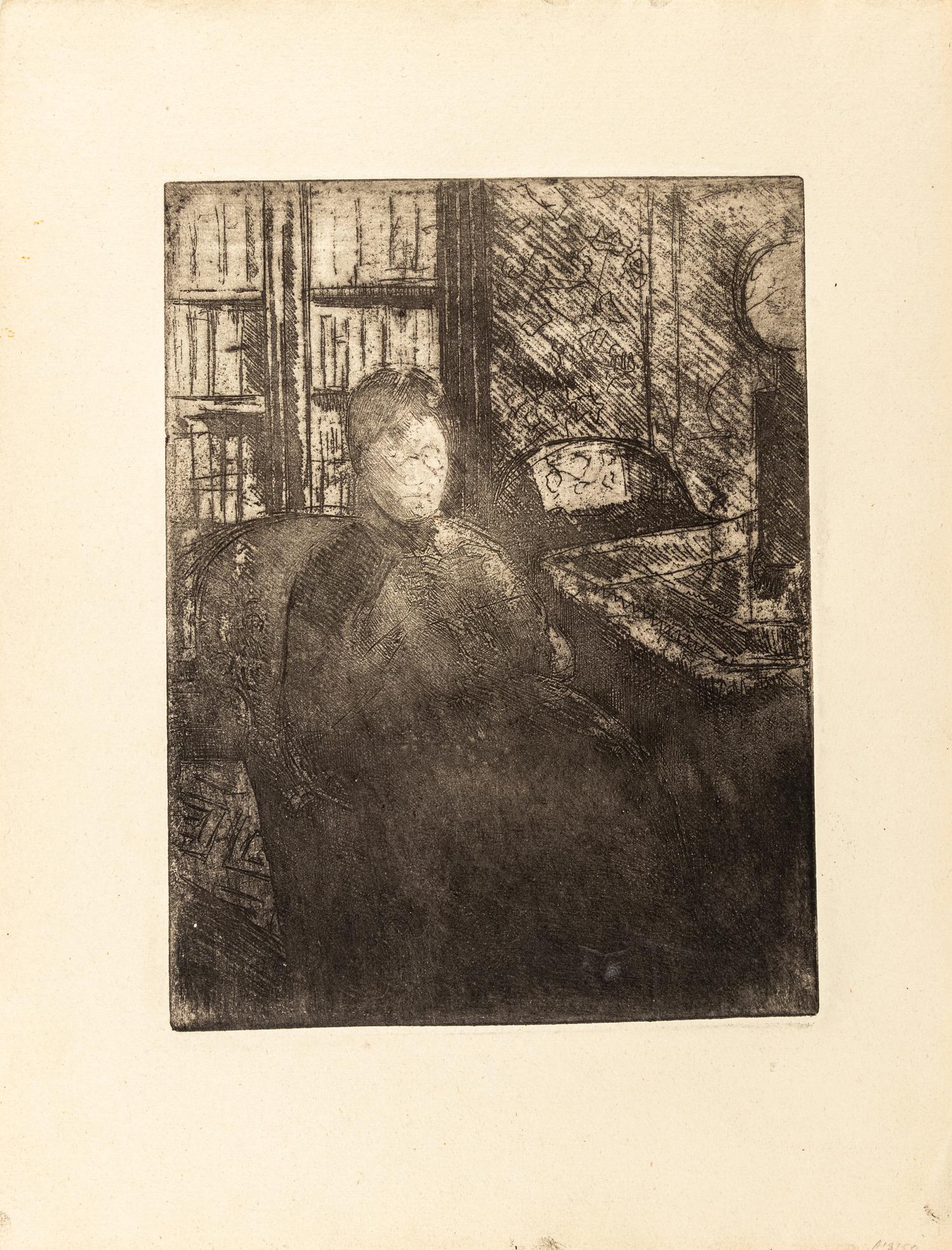 Knitting in the Glow of a Lamp , c. 1880