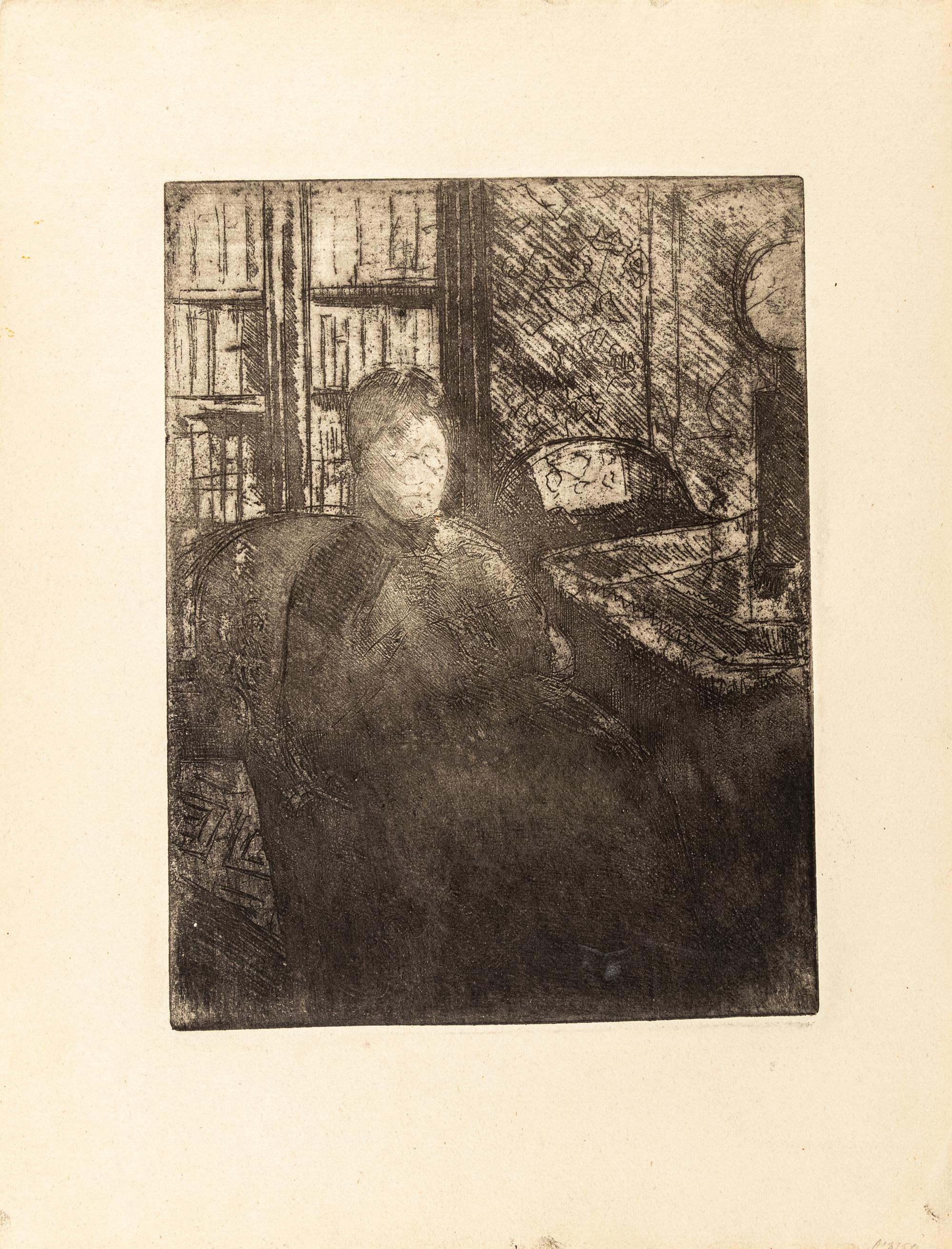 Knitting in the Glow of a Lamp , c. 1880