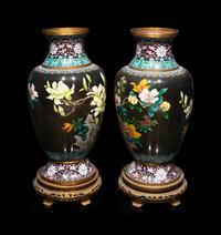 Two Pairs of Large Chinese Cloisonné Baluster Vases