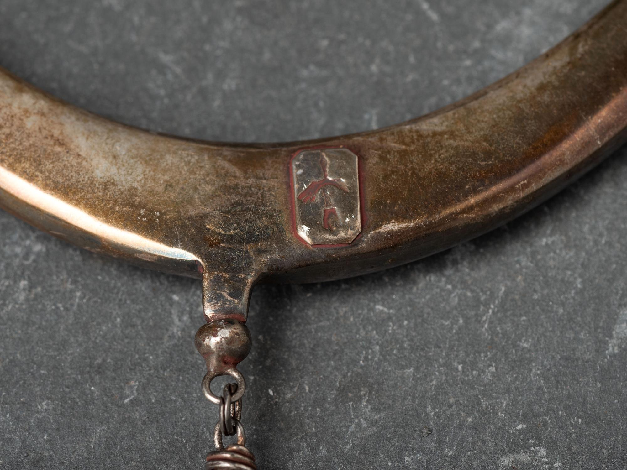 Tufa Cast Silver Choker, with Rolled Turquoise and Coral