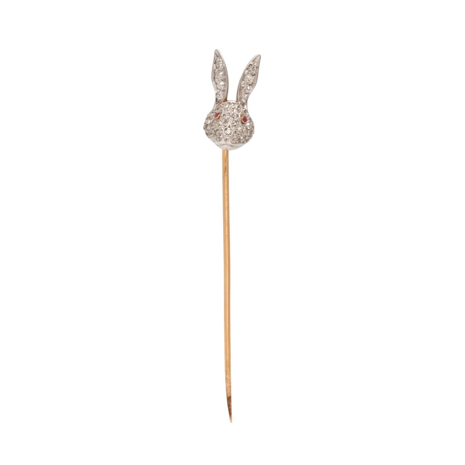 ANTIQUE, DIAMOND RABBIT STICKPIN