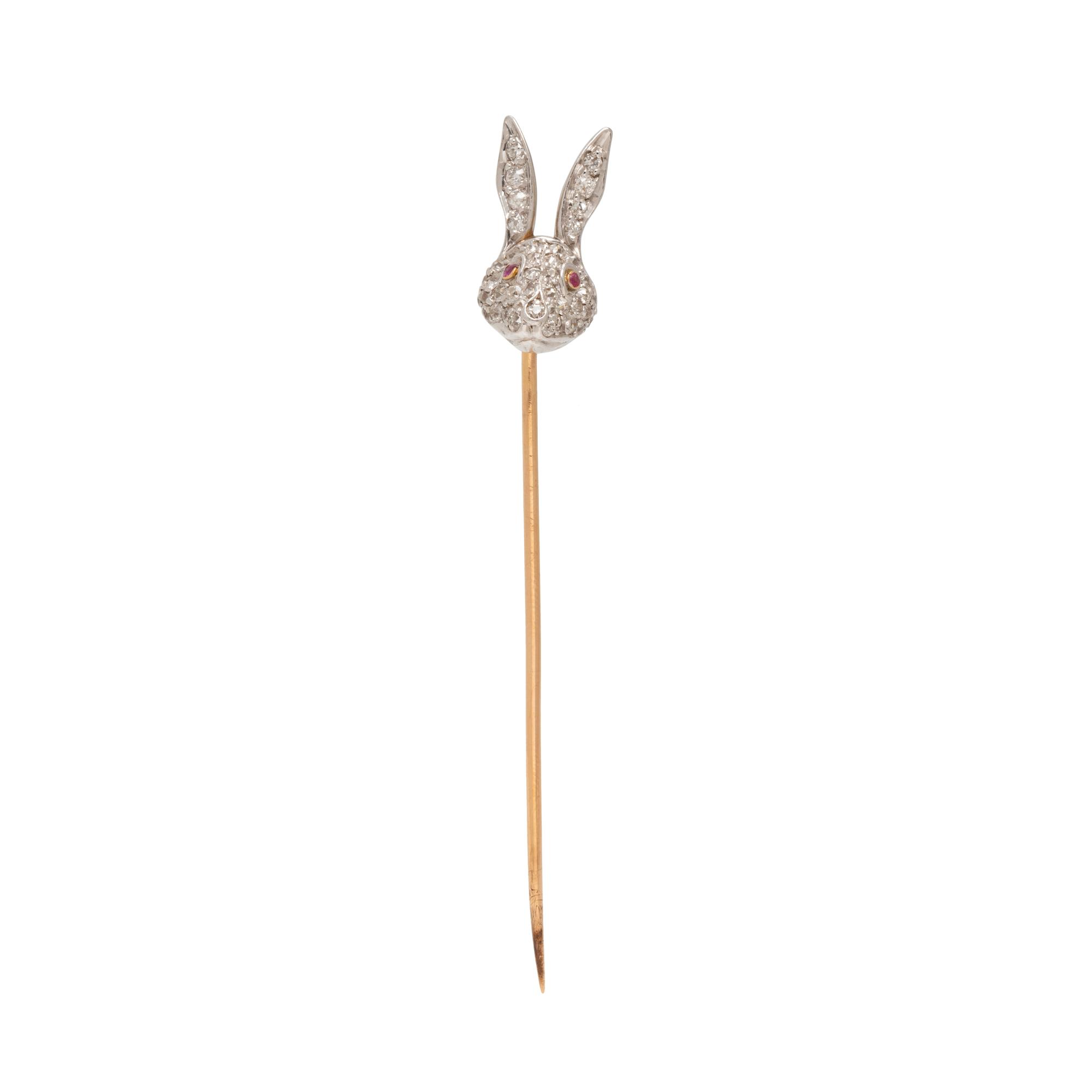 ANTIQUE, DIAMOND RABBIT STICKPIN