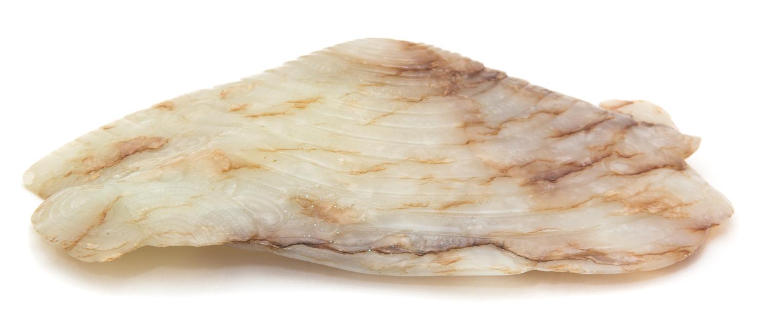 A Near-White and Russet Jade 'Shell' Ink Palette — LIKELY MING DYNASTY