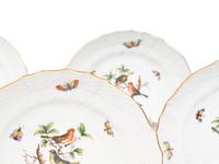 A Set of Eight Herend Rothschild Bird Crescent-Form Side Plates