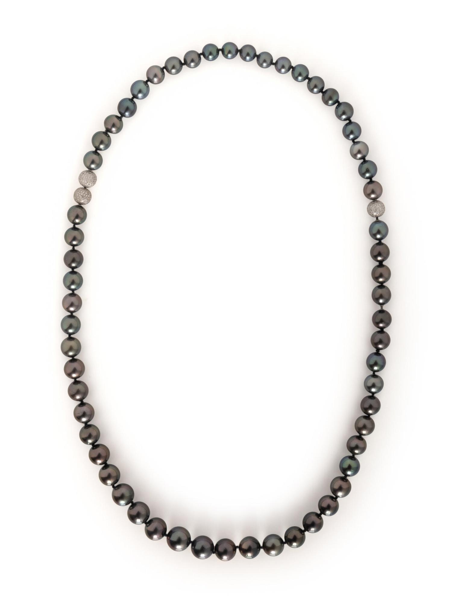 TAHITIAN CULTURED PEARL AND DIAMOND CONVERTIBLE NECKLACE