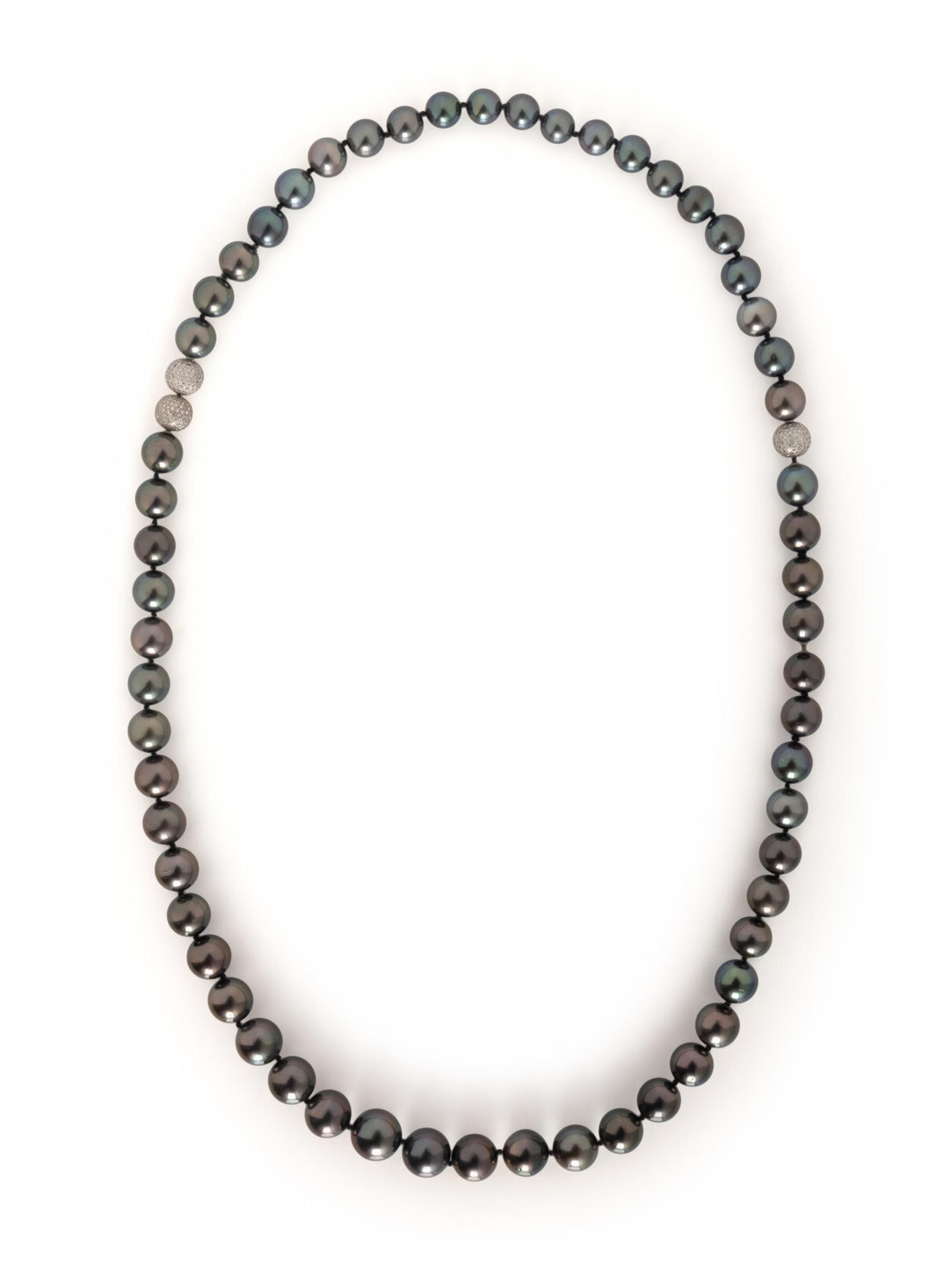 TAHITIAN CULTURED PEARL AND DIAMOND CONVERTIBLE NECKLACE