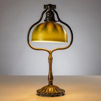 Tiffany Studios New York (American, 1880–1930) — Harp Table Lamp with Damascene Favrile shade, c. 1910