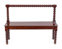 An English Bobbin-Turned Mahogany Hall Bench — LATE 19TH/EARLY 20TH CENTURY