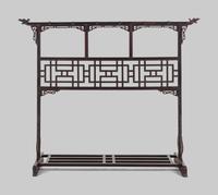 A Chinese Brown Lacquered Softwood Cloth Rack