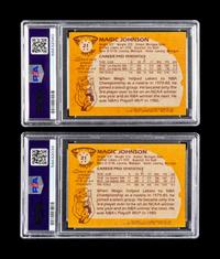A Group of Two 1981 Topps Magic Johnson Basketball Cards No. 21 (PSA 7 NM)