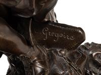 A French Gilt and Patinated Bronze and Marble Mantel Clock