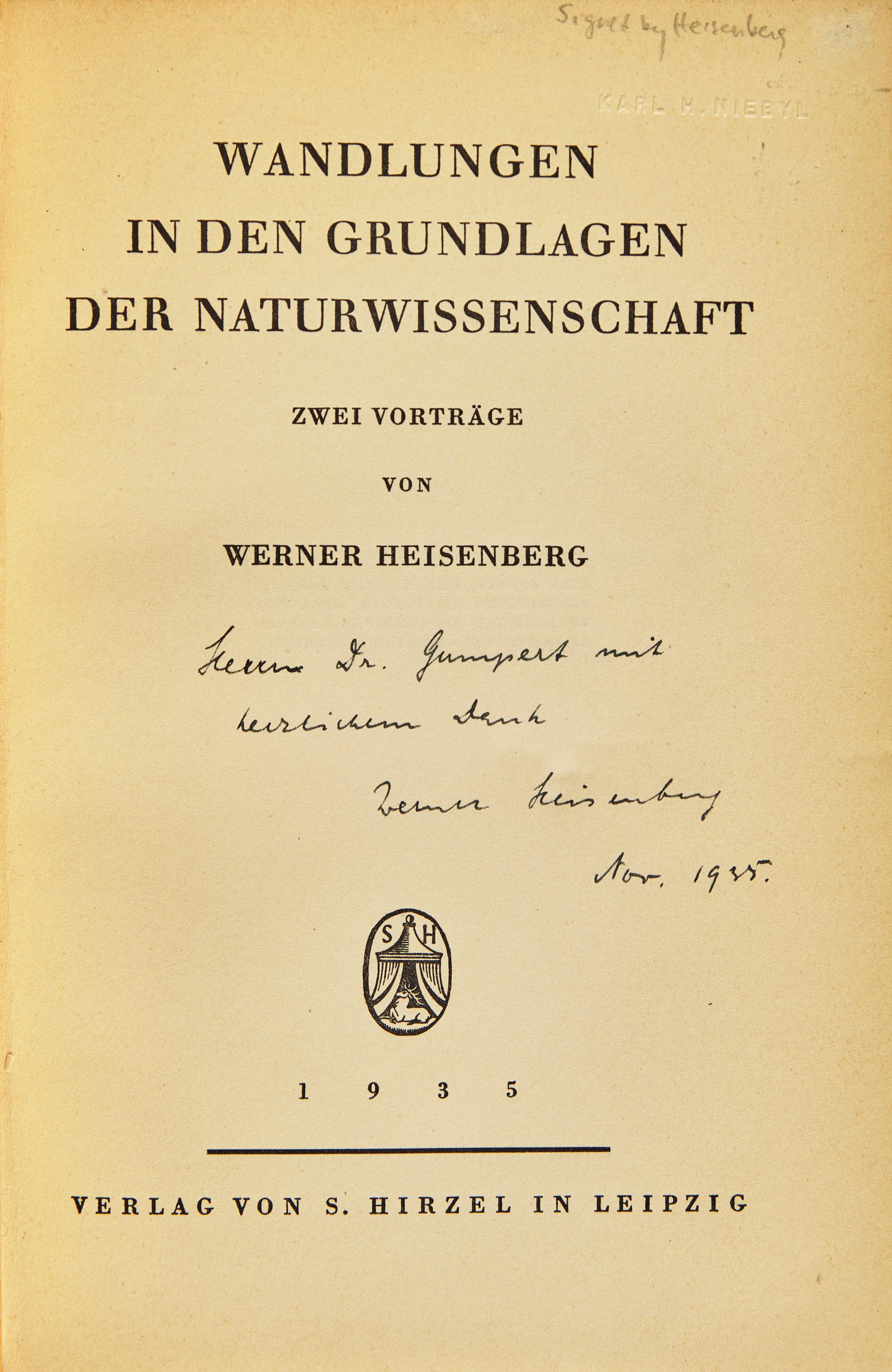 [Science, Medicine & Mathematics] Heisenberg, Werner. Wandlungen in Den Grundlagen der Naturwissenschaft