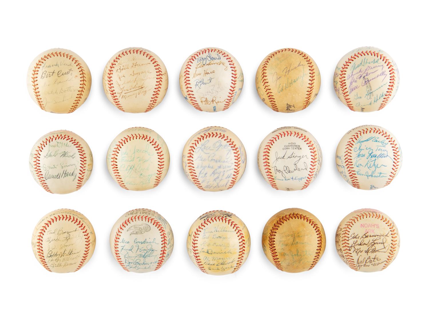 A Group of 65 Vintage Minor and Independent League Signed Autograph Baseballs