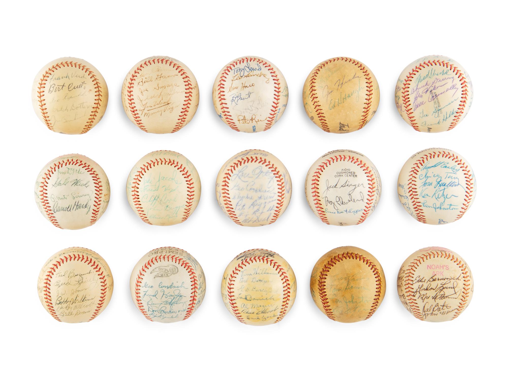 A Group of 65 Vintage Minor and Independent League Signed Autograph Baseballs