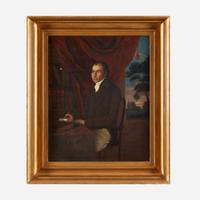 English School 18th century Two Works: Portrait of a Reverend and Small Portrait of a Gentleman Seated in His Library, circa 1795