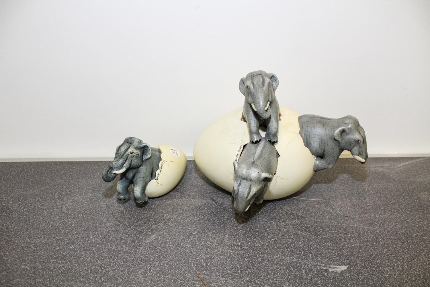 Two Sergio Bustamante Elephant Sculptures Height of larger 9 3/4 inches. — (MEXICAN, B. 1949)