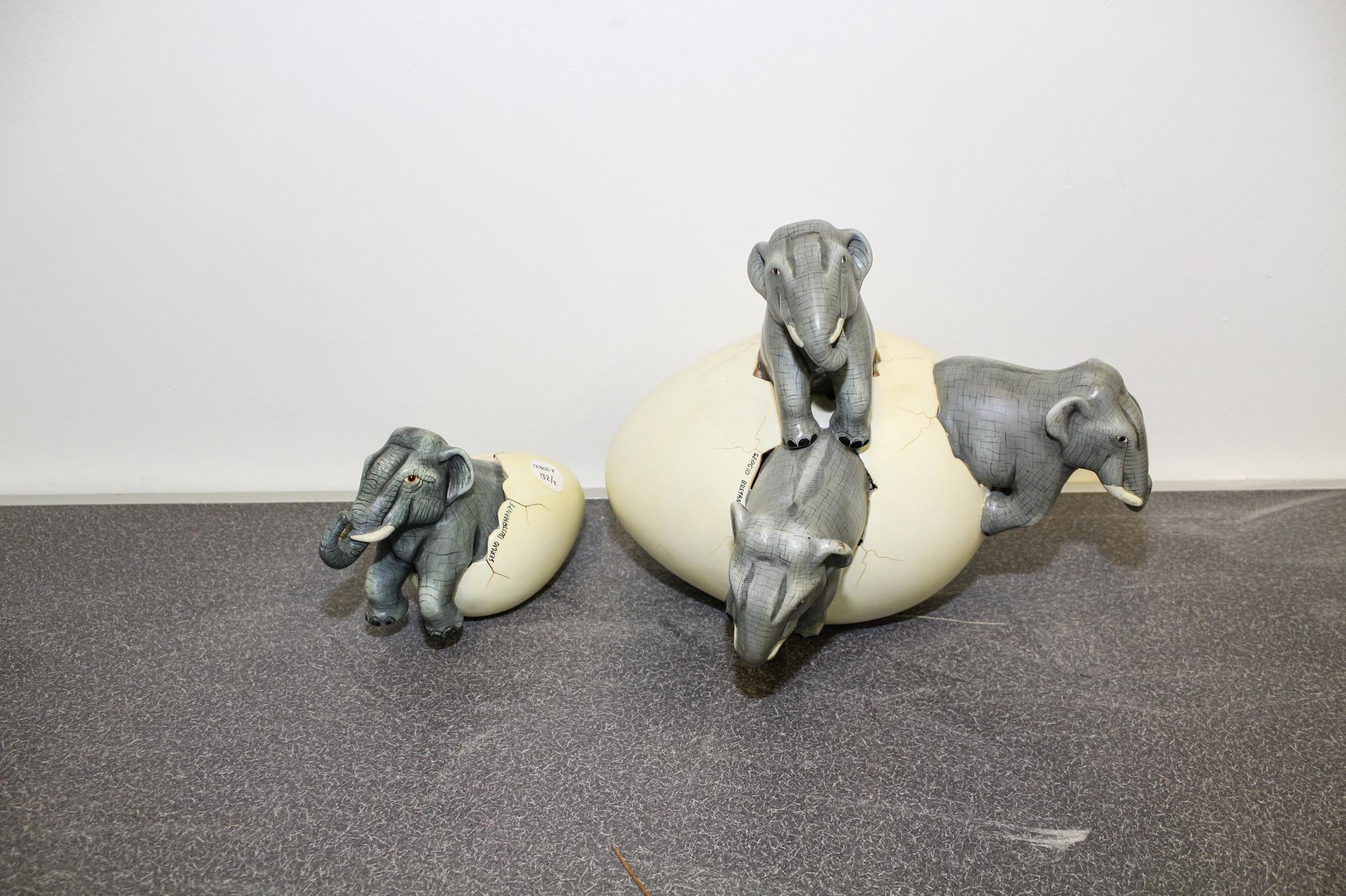 Two Sergio Bustamante Elephant Sculptures Height of larger 9 3/4 inches. — (MEXICAN, B. 1949)